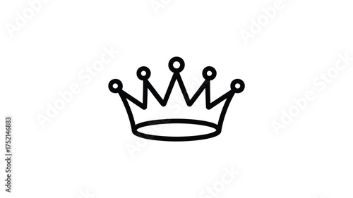 Simple hand drawn outline of a royal crown with five points on a white background