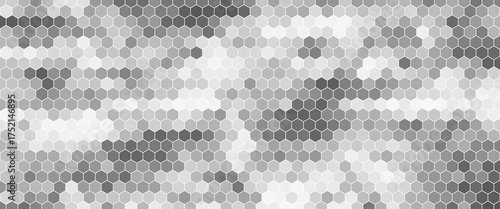 Gray, black, white beehive background. Honeycomb, bees hive cells pattern. Bee honey shapes. Vector geometric seamless texture symbol. Hexagon, hexagonal raster, mosaic cell sign or icon. Gradation.