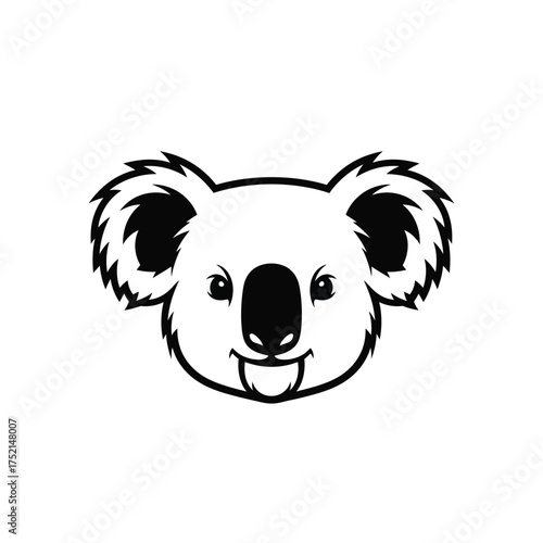 Cute koala face outline silhouette