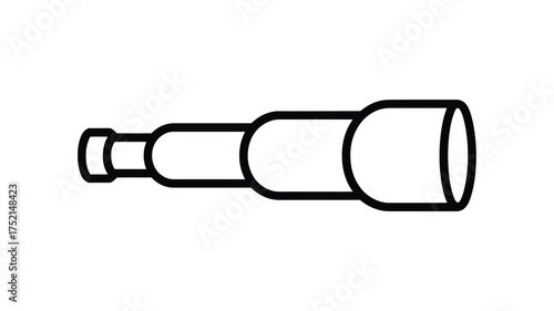Simple line drawing of a vintage spyglass telescope on a white background