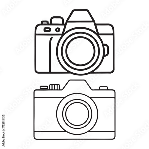 Camera Icon Duo Black and White Line Art of Classic and Modern Designs