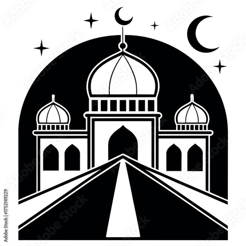 Isra & Miraj Day black color design, solid white background (4).eps