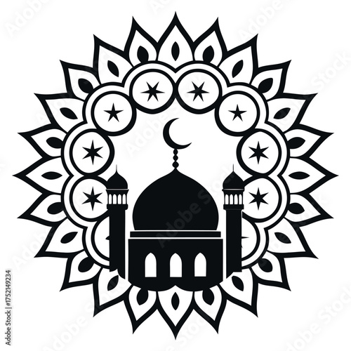 Isra & Miraj Day black color design, solid white background (6).eps