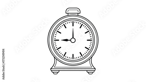 Vintage analog clock with roman numerals and ornate detailing on a white background