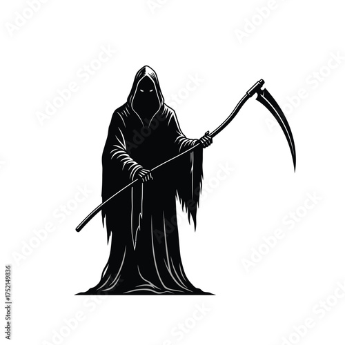 Grim reaper with scythe silhouette