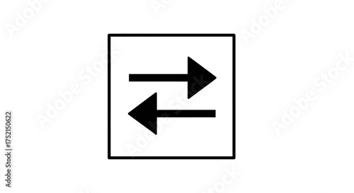 Square containing two horizontal arrows, one pointing left and the other right, indicating exchange or transfer.