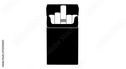 An open pack of cigarettes with white filters, contrasted against a black pack, isolated on a white background.