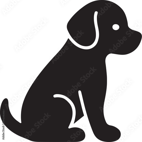 PrintSimple black silhouette of a sitting puppy dog icon