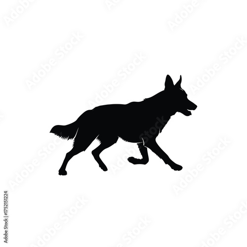 Running german shepherd dog silhouette