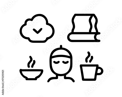 Set of icons for selfcare and relaxation