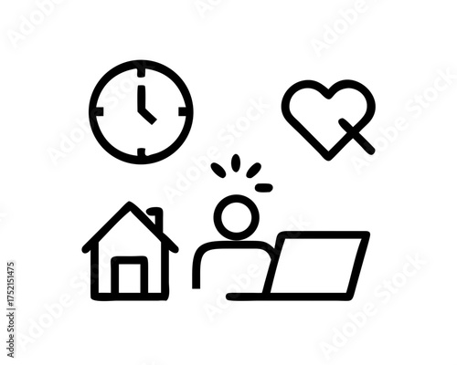 Person working from home with laptop, time, and love