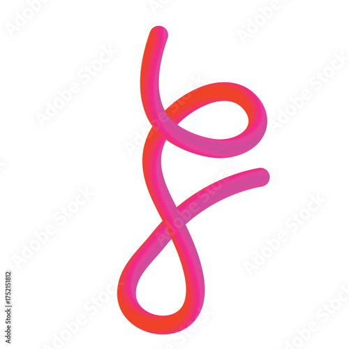 Vibrant pink and orange flexible noodle toy coiled into a playful abstract shape on a white background