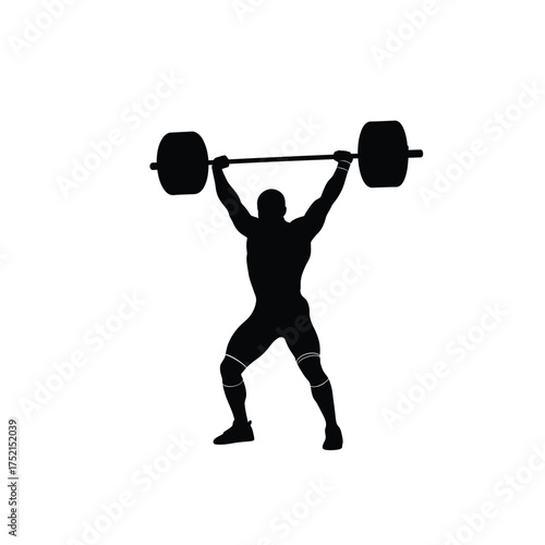 Weightlifter performing overhead lift silhouette