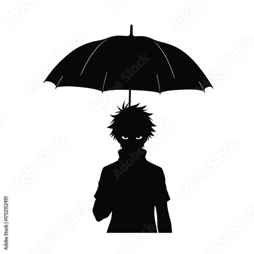 Anime character holding umbrella silhouette