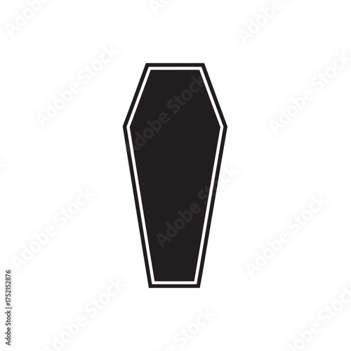 Black coffin silhouette with white outline