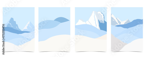 Winter sea ice landscape background with iceberg and blue clear sky mountain
