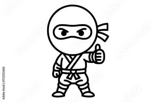 Cute Ninja Fighter Thumbs Up Cartoon Vector Generative AI