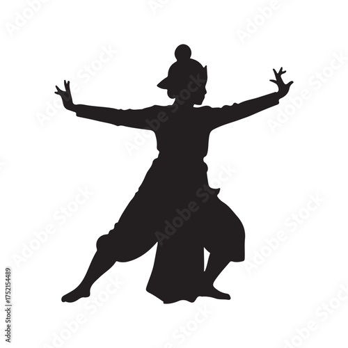 Silhouette of Traditional Indonesian Jaiong Dancer silhouette vector flat illustration design on white background