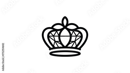 Elegant black and white line art illustration of a regal crown symbol