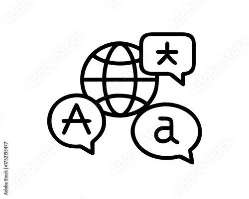 Globe with speech bubbles representing different languages