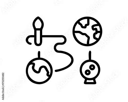 Artistic world creation with brush and planets