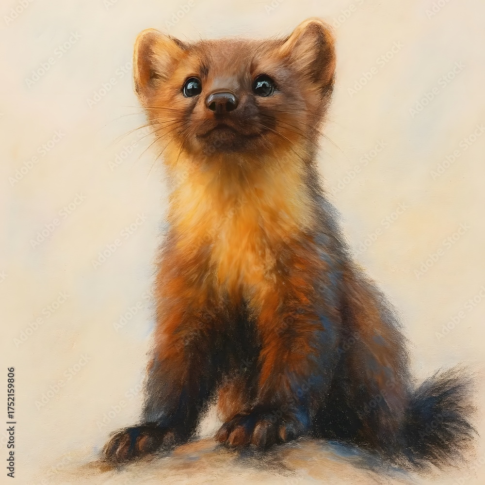 Obraz premium 담비, 파스텔화, jpeg (Marten, pastel painting, jpeg)