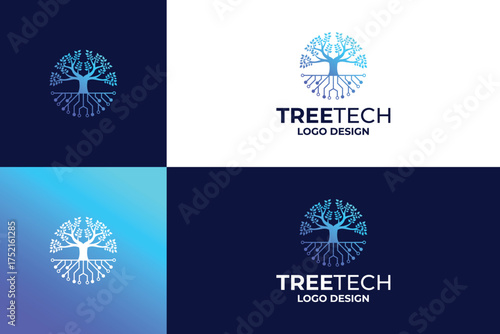 tree technologies logo design template