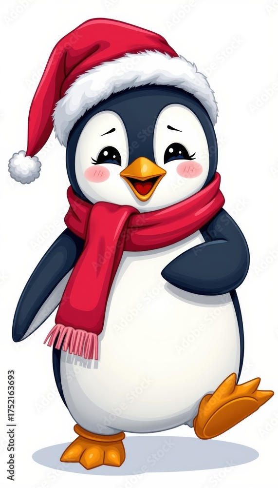 Fototapeta premium Festive vertical dance of a penguin at winter festival whimsical character joyful environment playful viewpoint