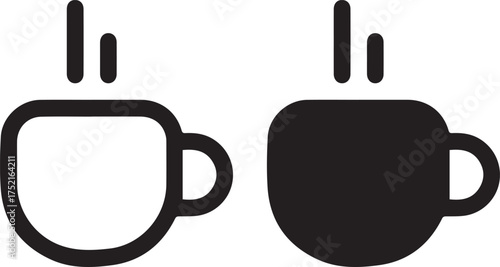 Cup of tea icon vector symbol illustration. tea cup silhouette set. Hot drink symbols with steam