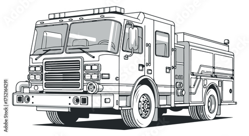 Detailed illustration of a fire truck isolated on transparent background