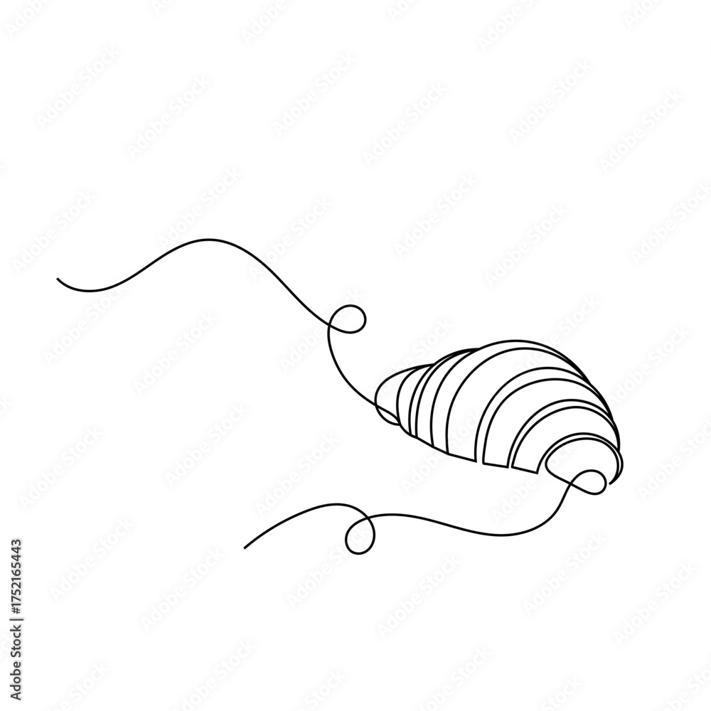 Obraz premium Croissant icon continuous one line drawing of outline vector illustration