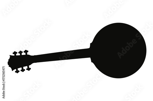 Banjo silhouette vector, musical instrument icon
