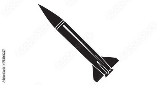 Black silhouette of a missile isolated on transparent background