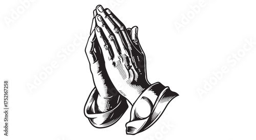 Illustration of praying hands, isolated on transparent background