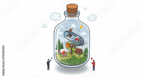 Tiny Village Inside a Bottle A Miniature World of Serenity and Innovation
