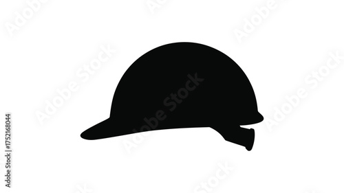 Black silhouette of a traditional riding helmet with a chin strap
