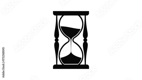 Classic hourglass silhouette with sand flowing from top bulb to bottom bulb representing time passing