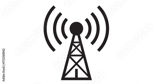 Radio tower broadcasting signal isolated on transparent background
