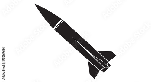 Silhouette of a missile in flight, isolated on transparent background