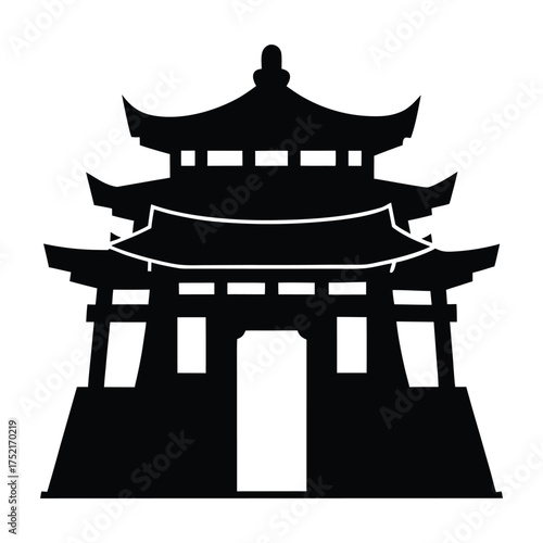 Kamakura Period fortress gate vector silhouette illustration