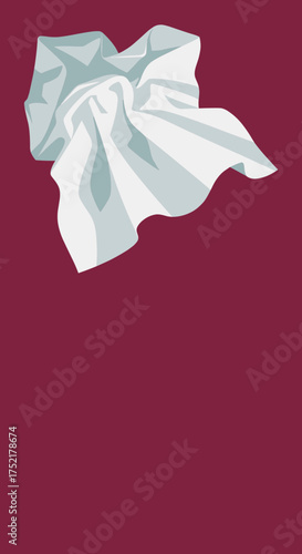 White cloth floating in the air with soft folds and shadows.