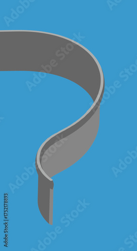 Three dimensional rendering of a gray curved abstract shape.