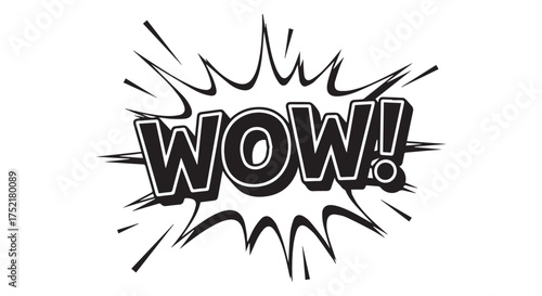 Bold comic book style wow explosion graphic isolated on transparent background