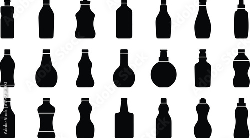 Bottle Icon Set Silhouette
