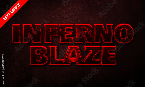 Inferno blaze editable text effect, dark red metal font, horror game title design