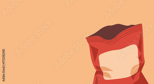 A simple flat design illustration of a red chip bag.
