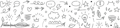 Hand Drawn Doodle Elements And Symbols Sketch Drawing Isolated On Transparent Background 