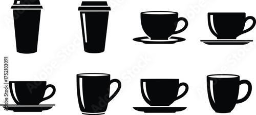 Coffee and Tea Cup Icons Silhouette