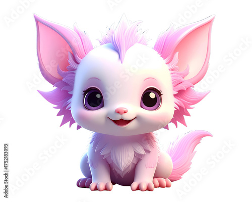 Cute Cartoon Axoloti in 3D  