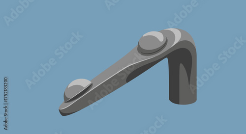 Detailed view of a mechanical lever with a cylindrical base and two circular components.